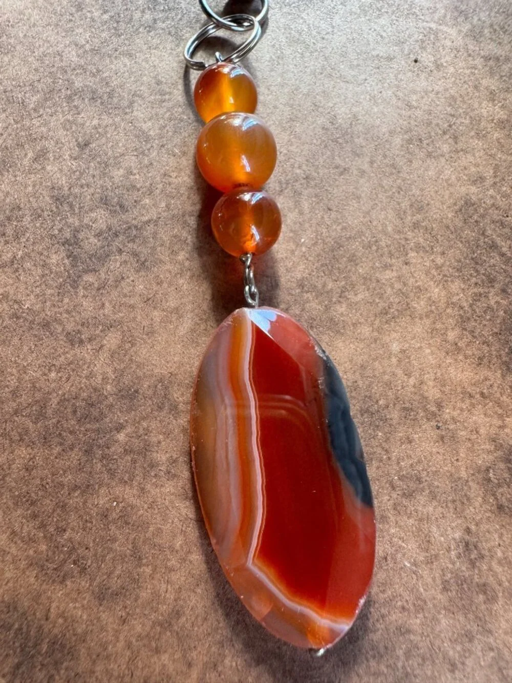 Boho, hippie purse, charm/keychain with Carnellian